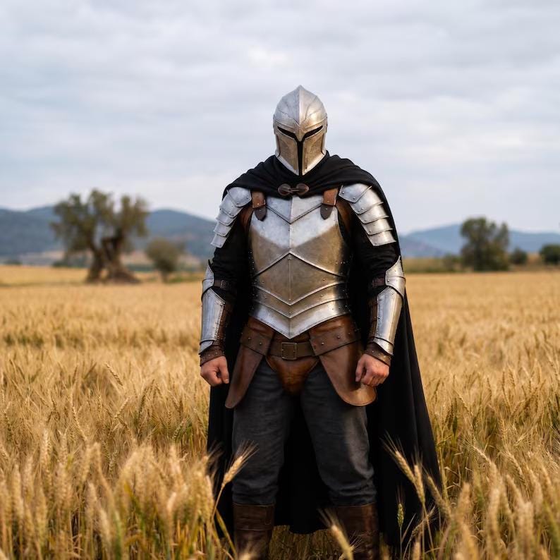 Handmade Medieval Gothic Knight Armor with Dark Fantasy LARP view 2