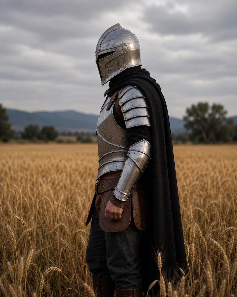 Handmade Medieval Gothic Knight Armor with Dark Fantasy LARP view 3