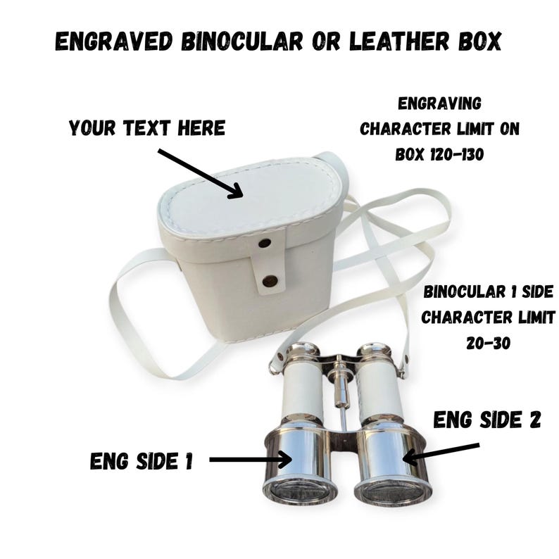 Nickel Chrome Brass Binocular with White Leather Wrap and Case view 6