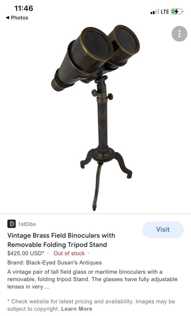 Brass Field Binocular with Removable Folding Tripod Stand view 8