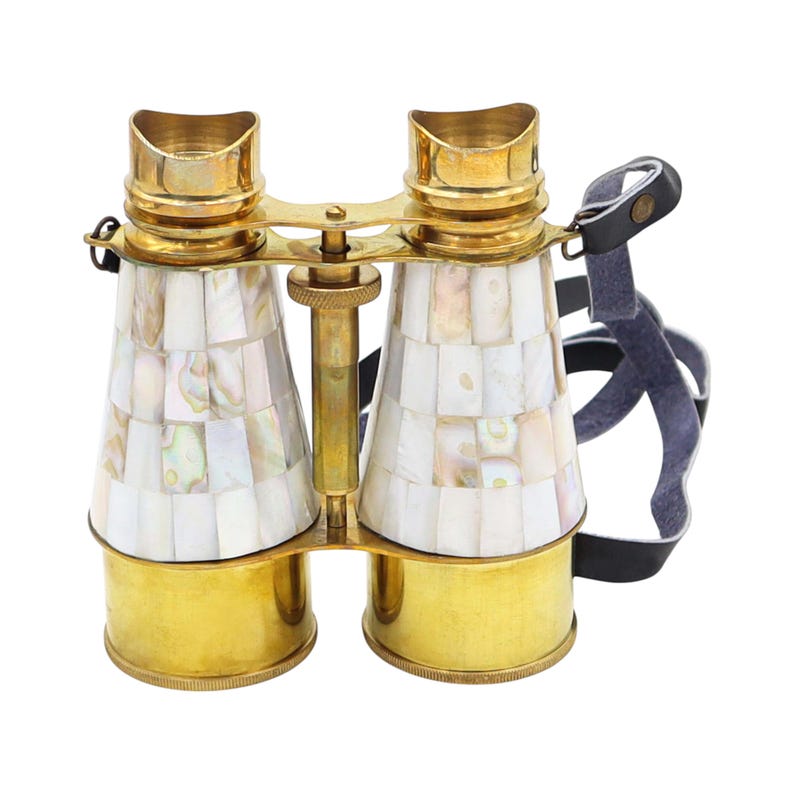 Mother-of-Pearl Brass Binocular with White Leather Case view 10