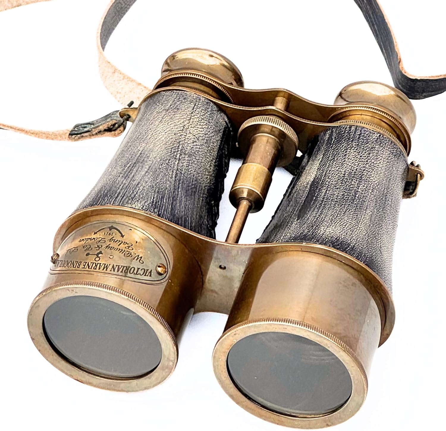 Antique Brass Marine Binocular with Grey Leather Belt view 6