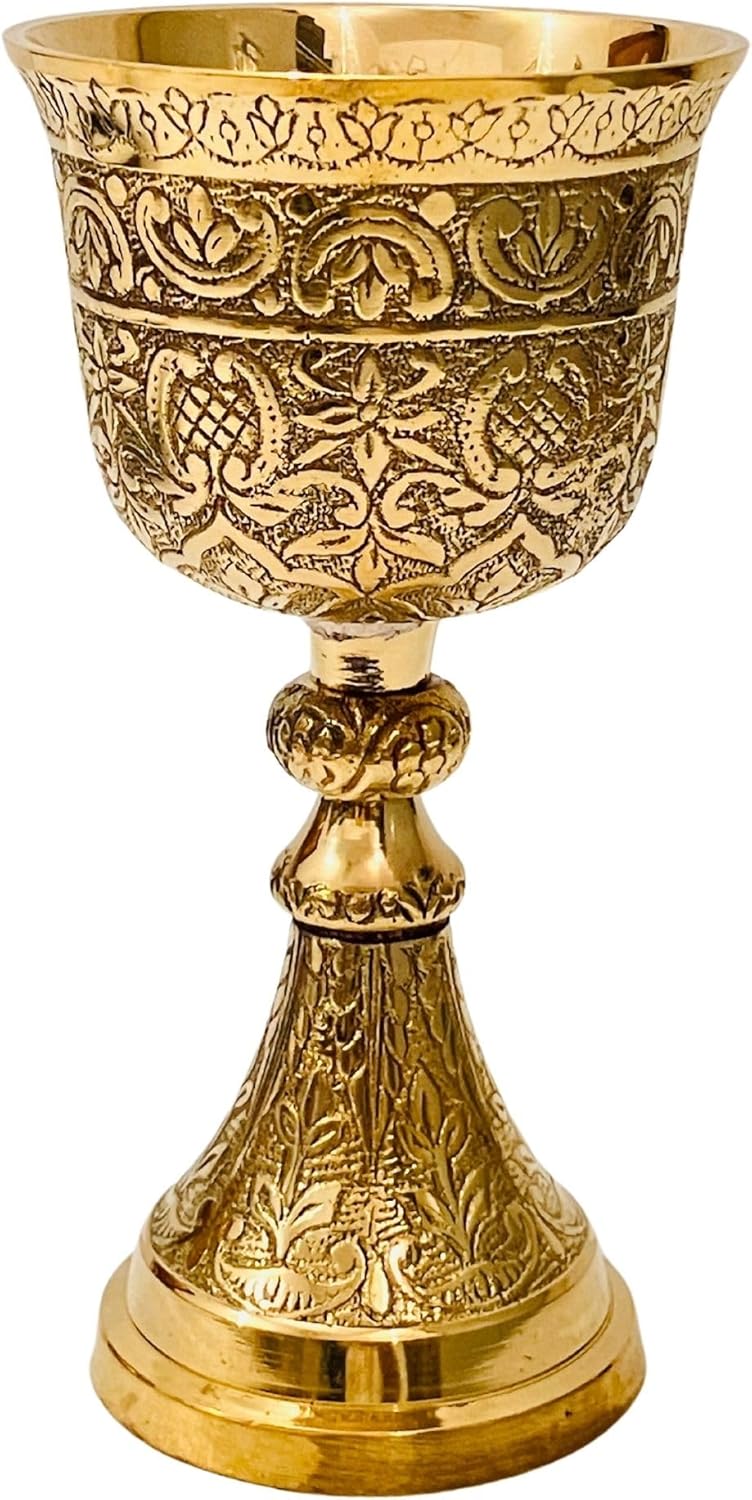 Solid Brass Goblet with Emperor Gothic Embossing view 10