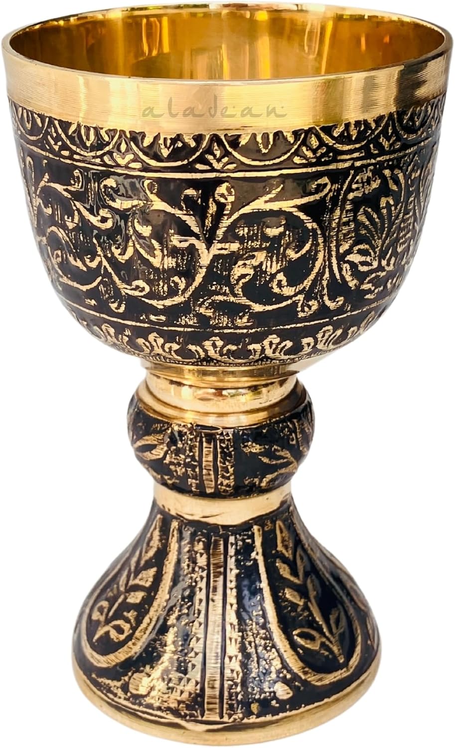 Solid Brass Goblet with Emperor Gothic Embossing view 12