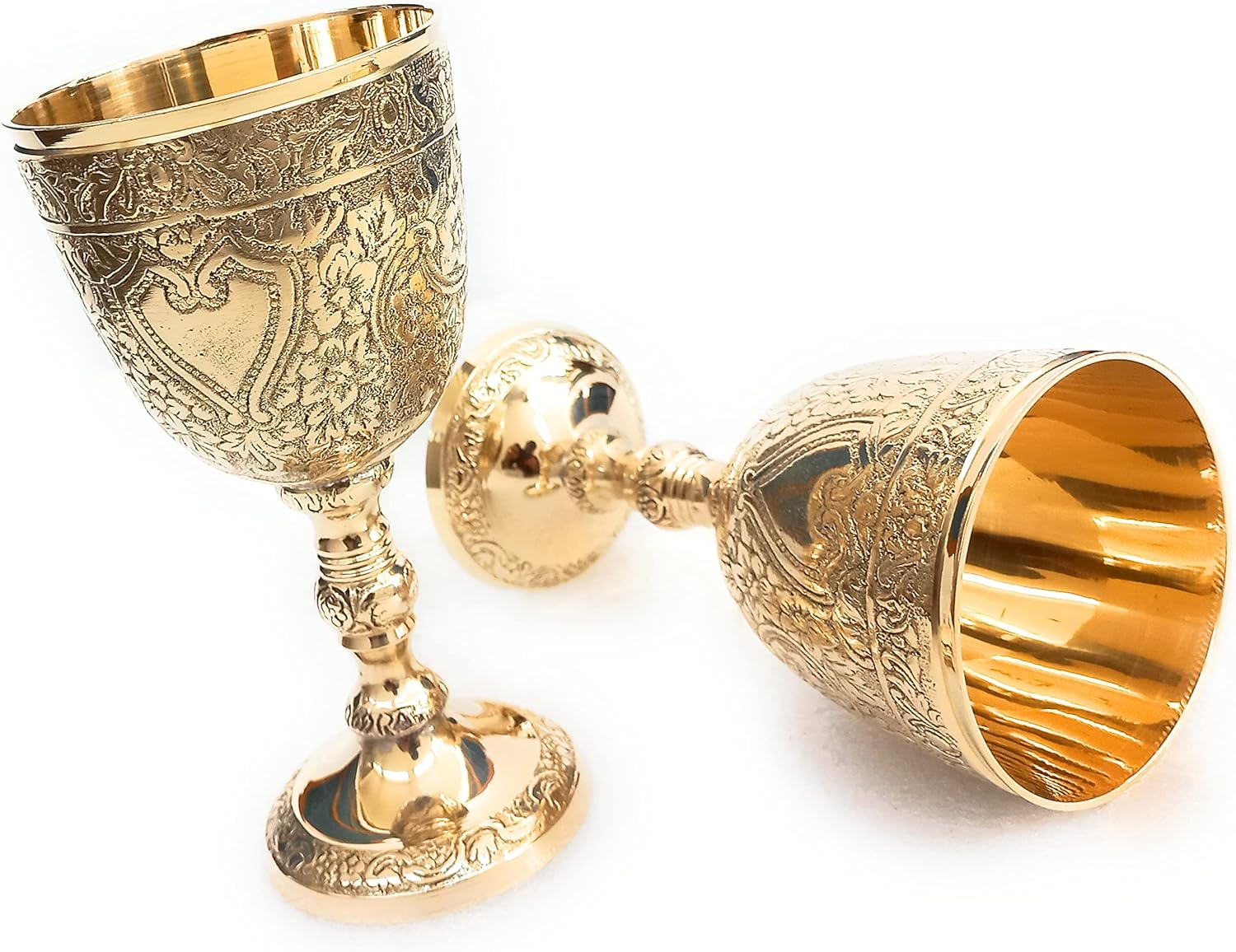 Solid Brass Goblet with Lord's Floral Embossing view 10