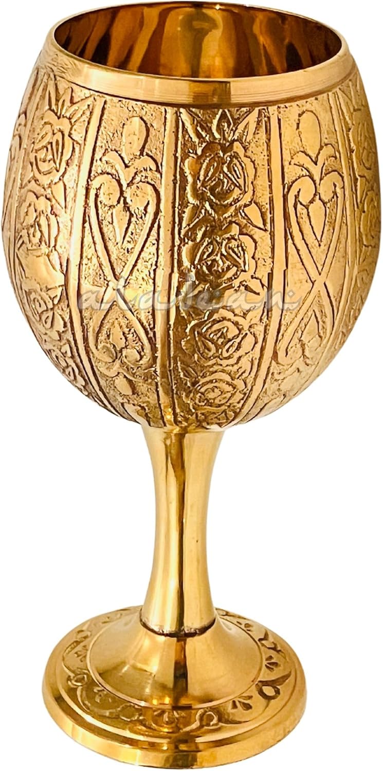 Solid Brass Goblet with Prince Embossed Design view 10