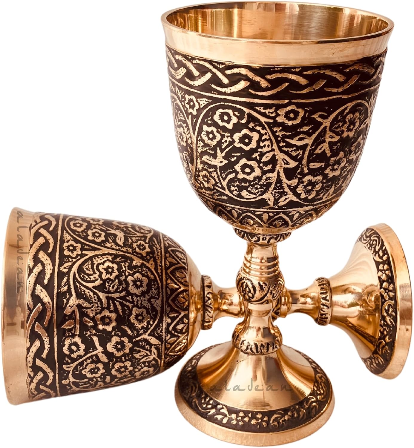 Solid Brass Goblet with Roman Embossed Design view 7