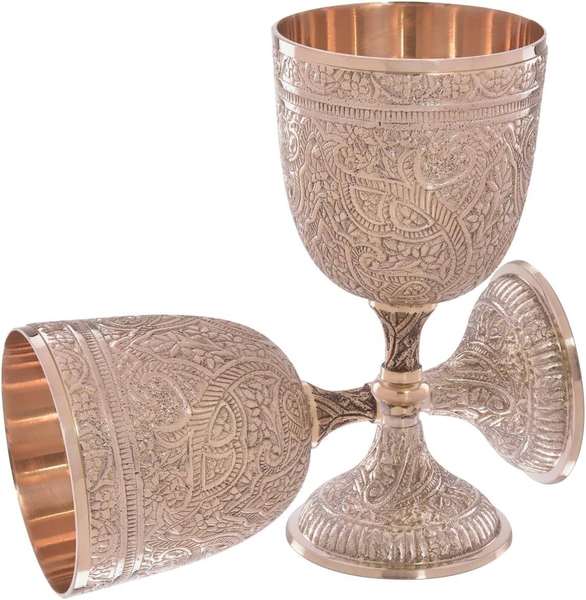 Embossed Brass Goblet with King Arthur Medieval Motif view 7