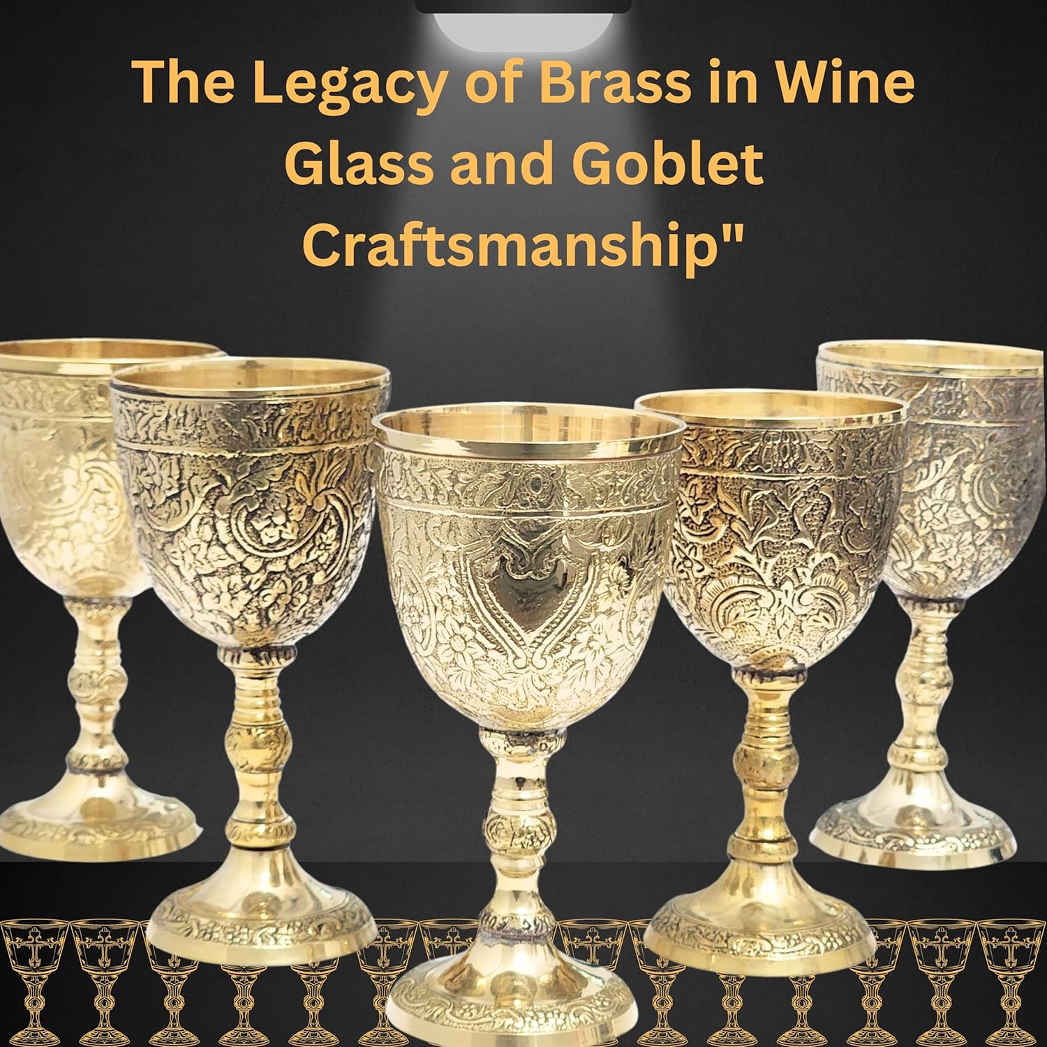 Solid Brass Medieval Goblet with Gothic Embossing view 8