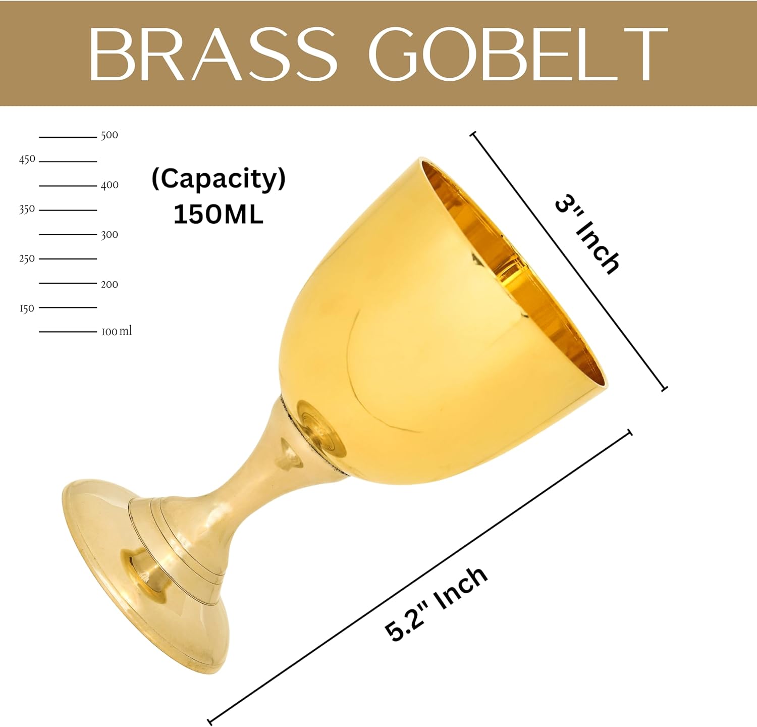 Brass Wine Glass with Gothic Renaissance Style view 3