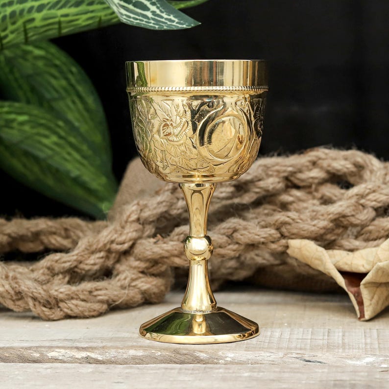 Brass Chalice Goblet with Personalised Engraving view 2