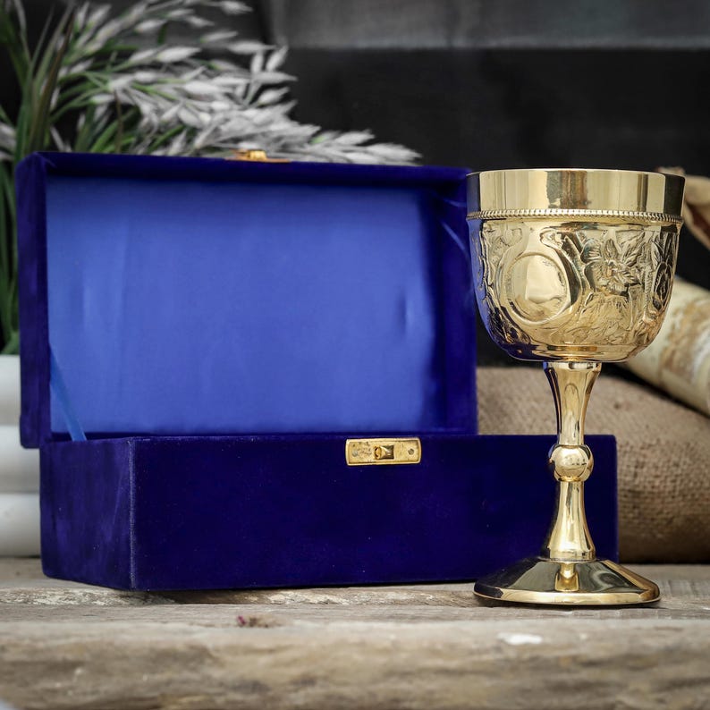 Brass Chalice Goblet with Personalised Engraving view 3