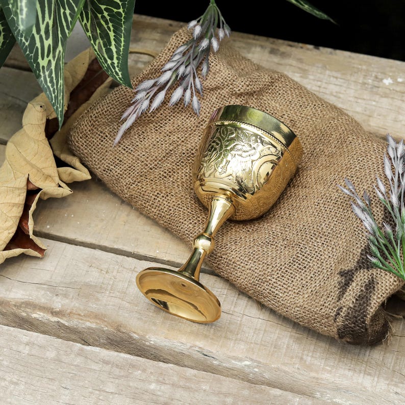 Brass Chalice Goblet with Personalised Engraving view 6