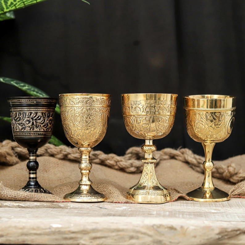Brass Chalice Goblet with Personalised Engraving view 8