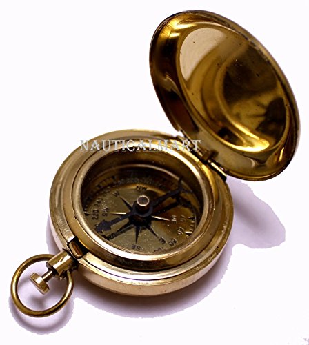 Push Button Compass, Polished Brass view 2