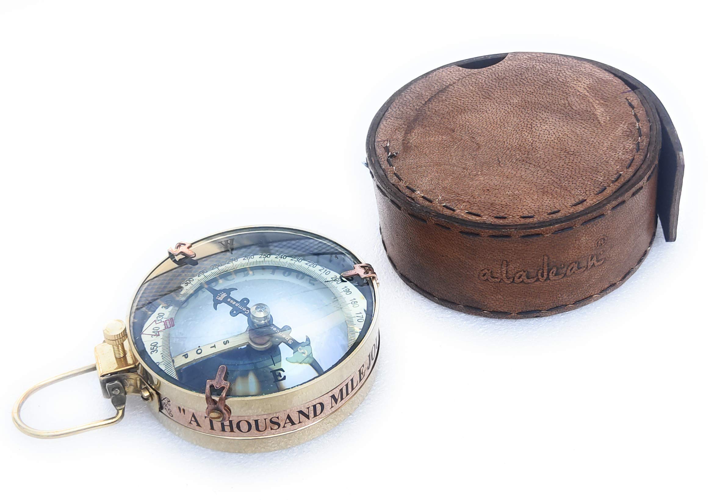 Motivational Compass, Round Leather Case view 3