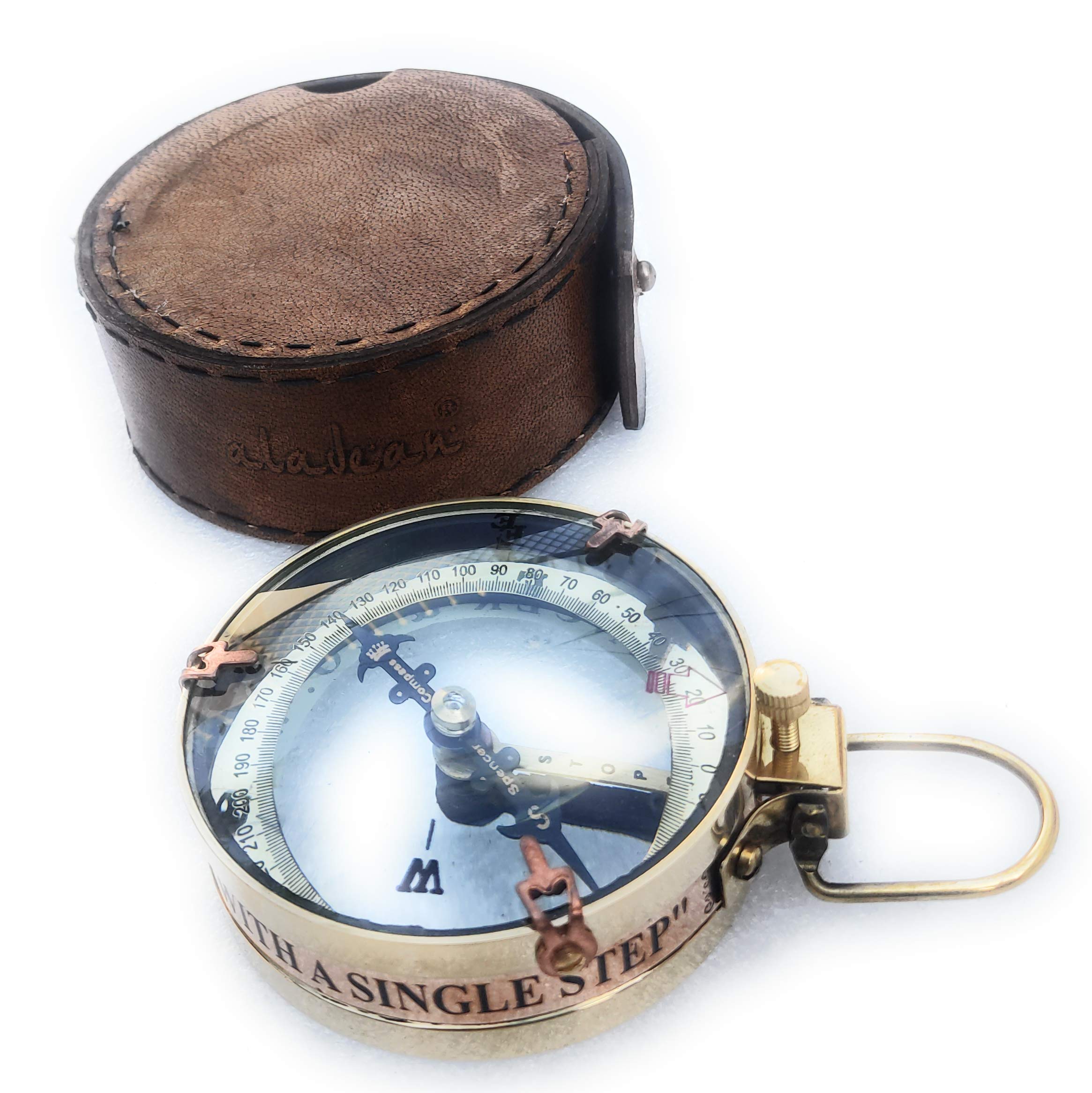 Motivational Compass, Round Leather Case view 5