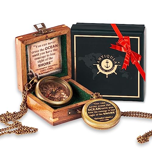 Christopher Columbus Quote Compass, Wooden Box & Gift Box view 2
