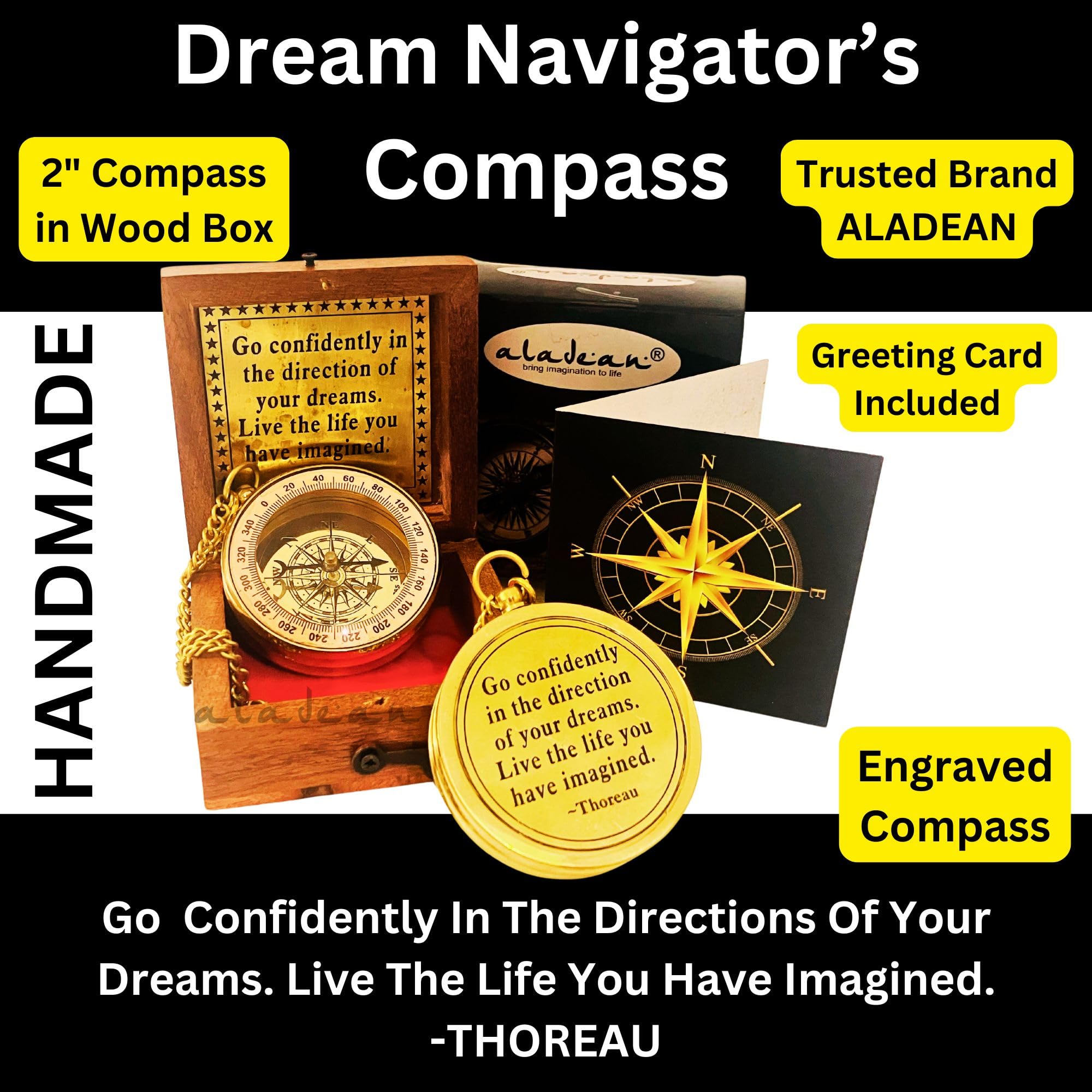 Motivational Compass, Wooden Box view 3