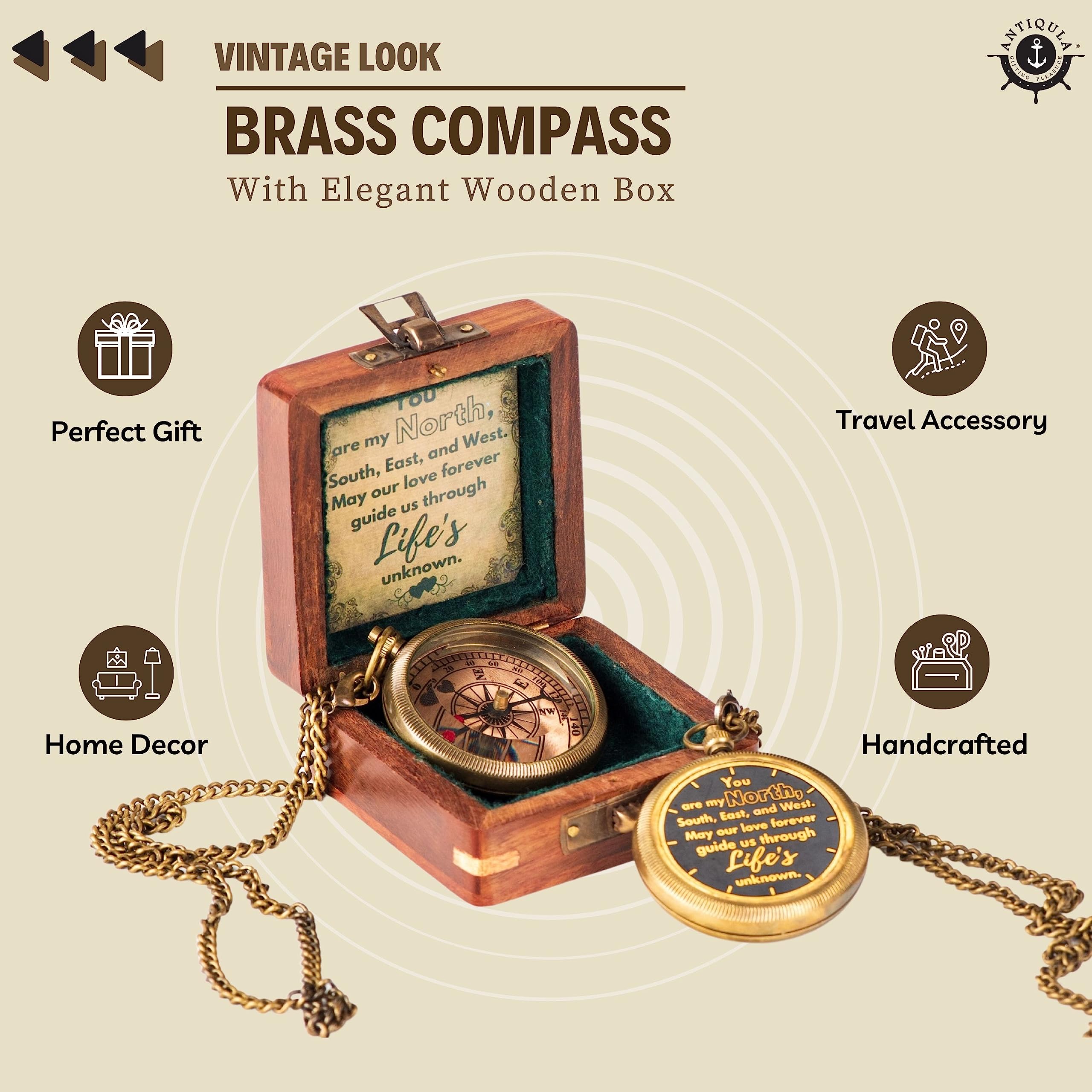My North, South, East & West Compass, Wooden Box & Gift Box view 3