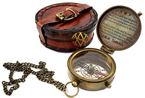Motivational Compass, Round Leather Case view 4