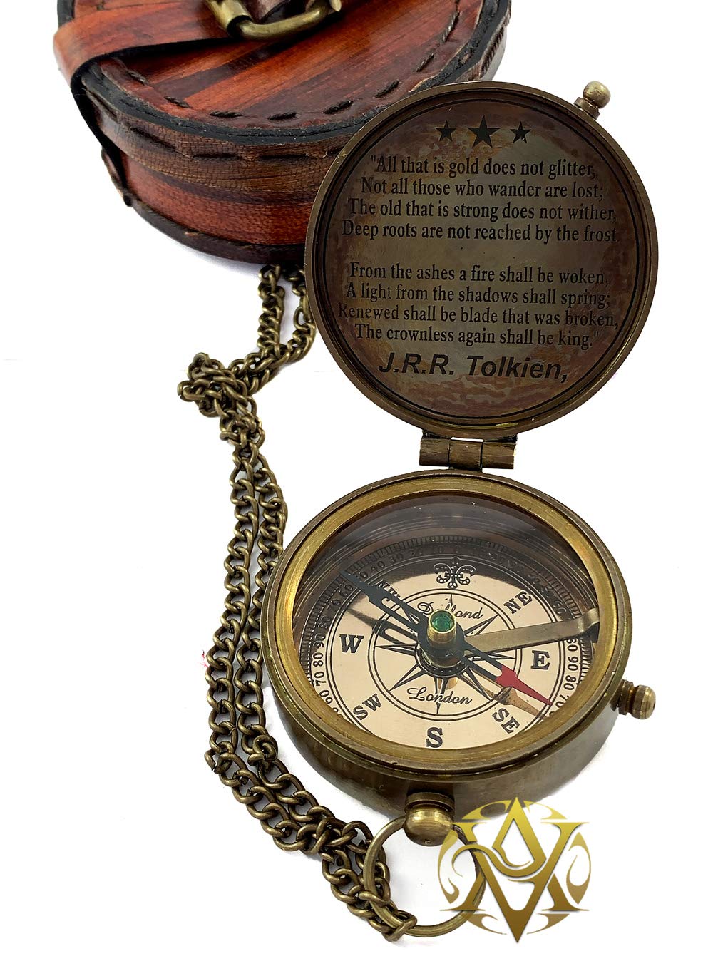 Motivational Compass, Round Leather Case view 5