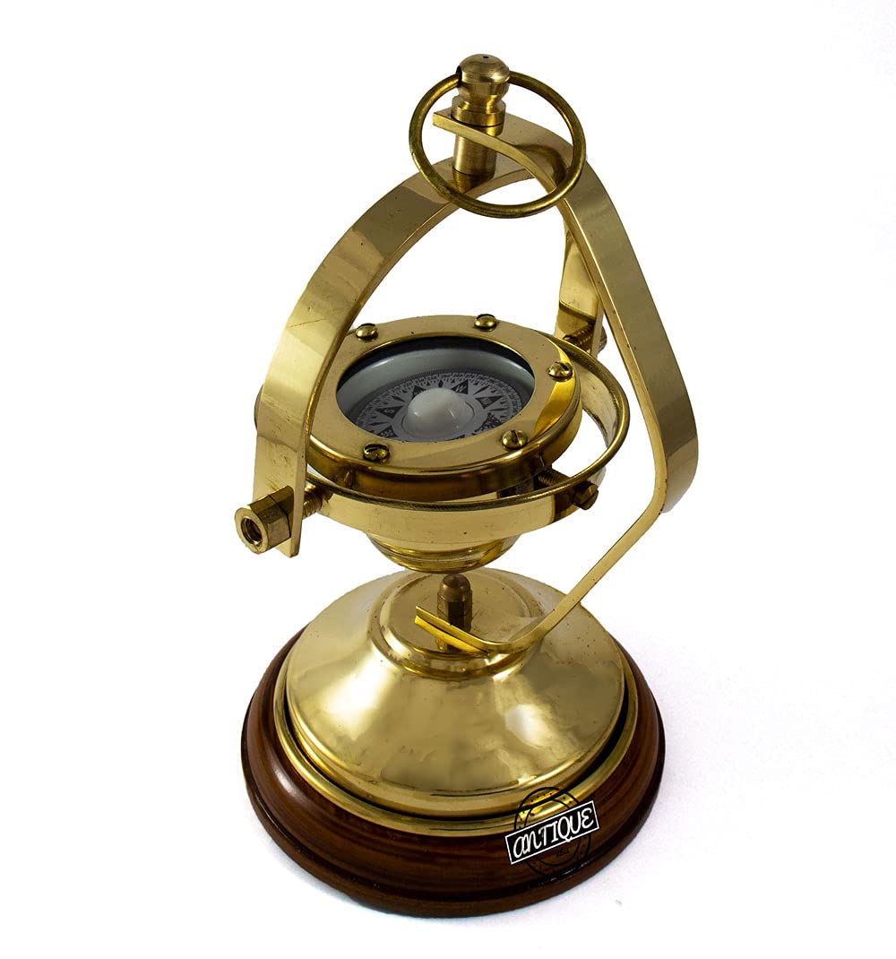 Gimbal Compass on Wooden Base view 4