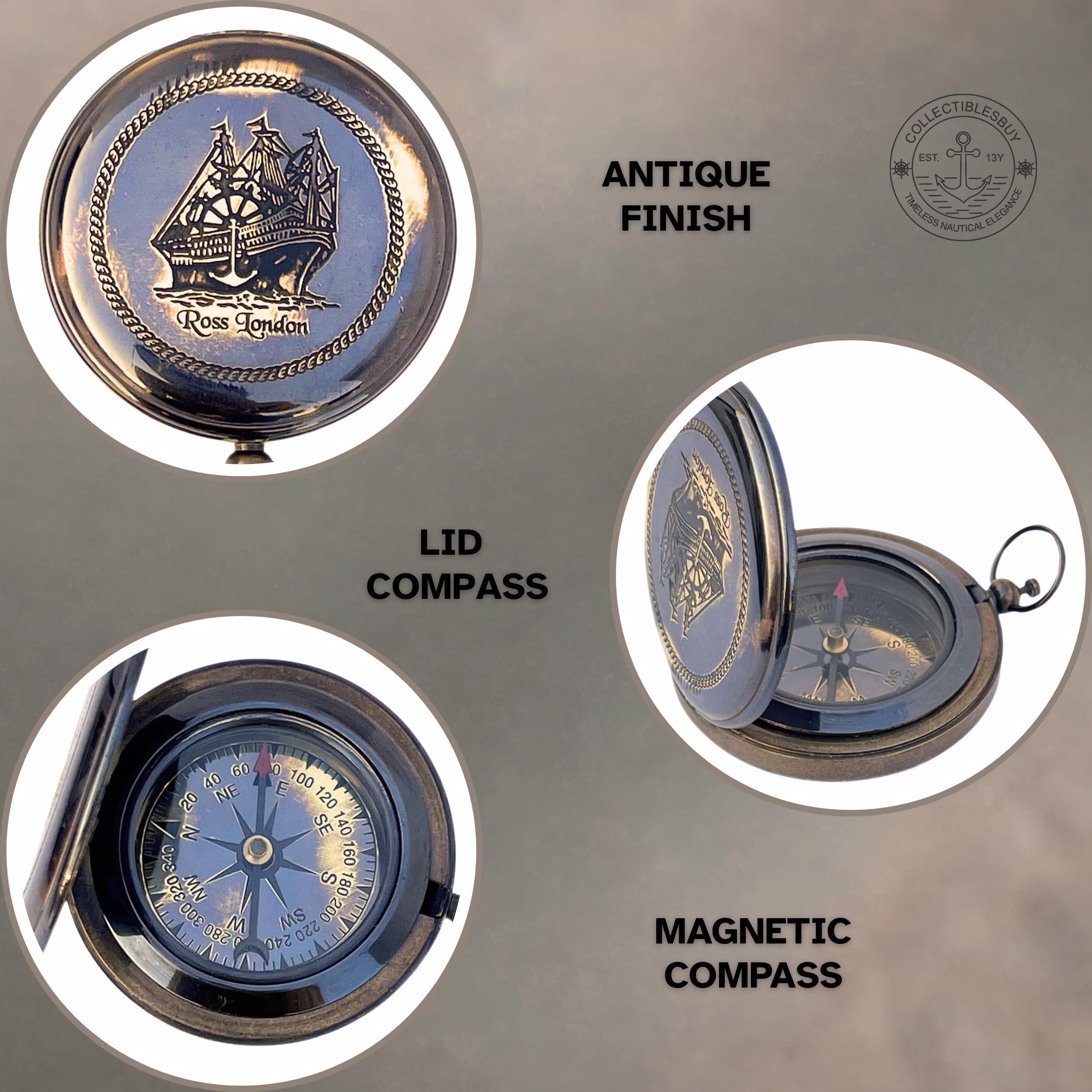 Ross London Compass, Antique Finish view 5
