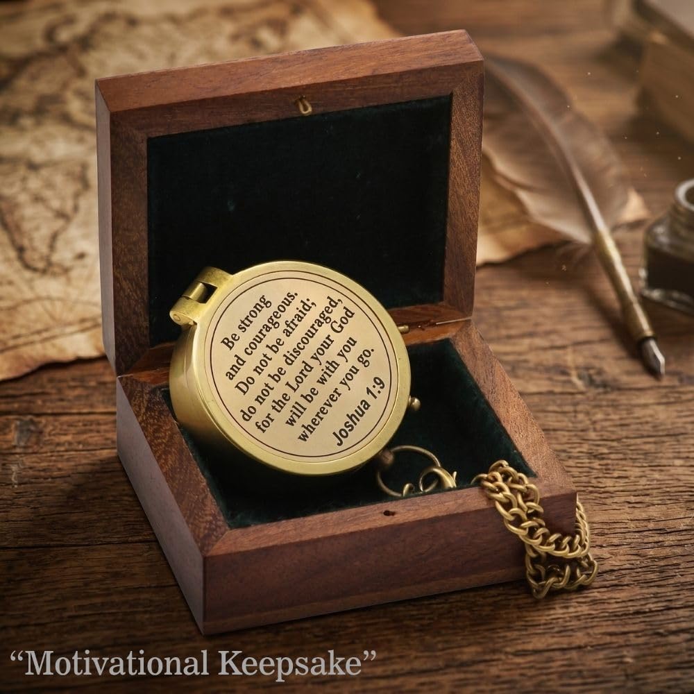 Joshua 1:9 Compass, Wooden Box view 4