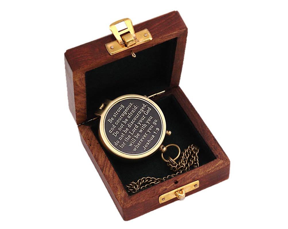 Joshua 1:9 Compass, Wooden Box view 5
