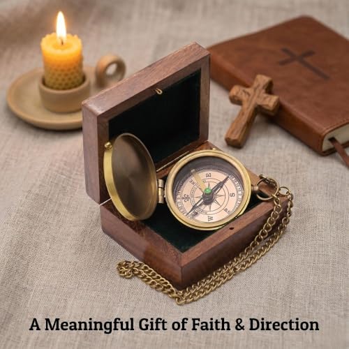 Proverbs 3:5-6 Compass, Wooden Box view 3