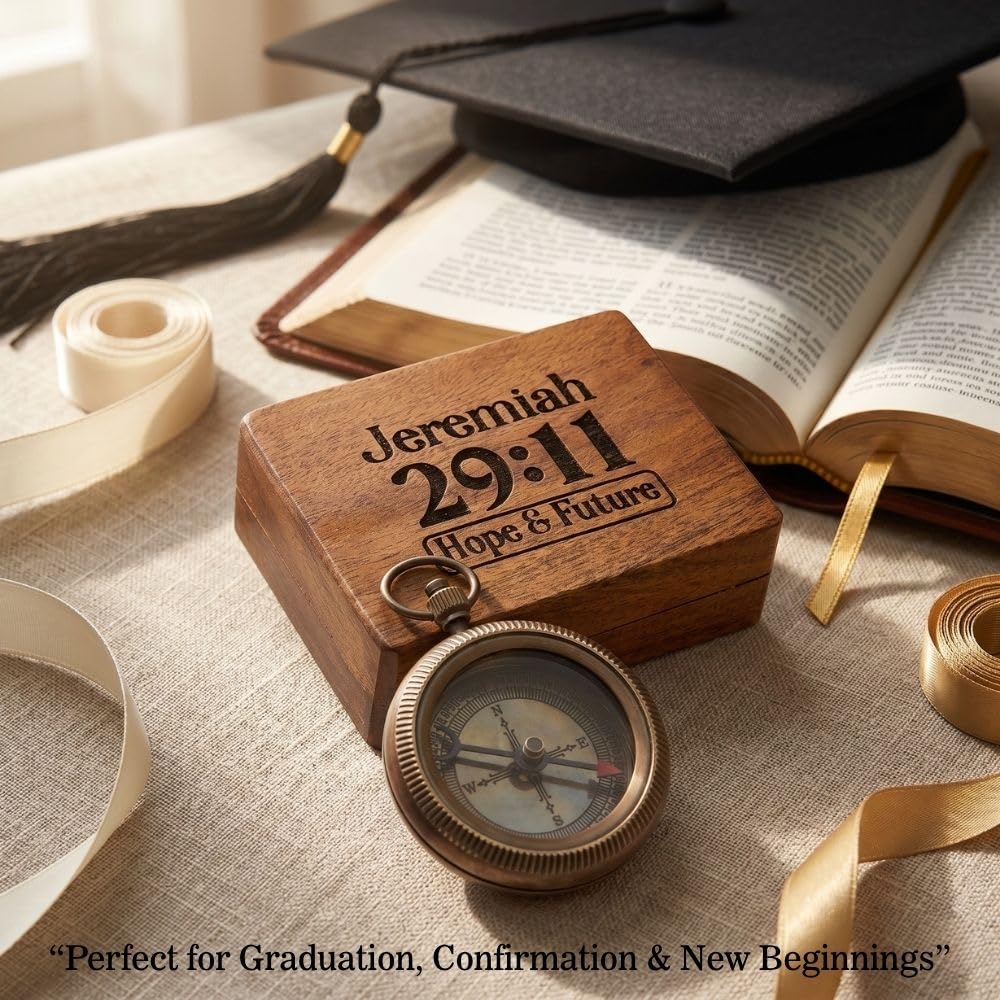 Jeremiah 29:11 Compass, Wooden Box view 2