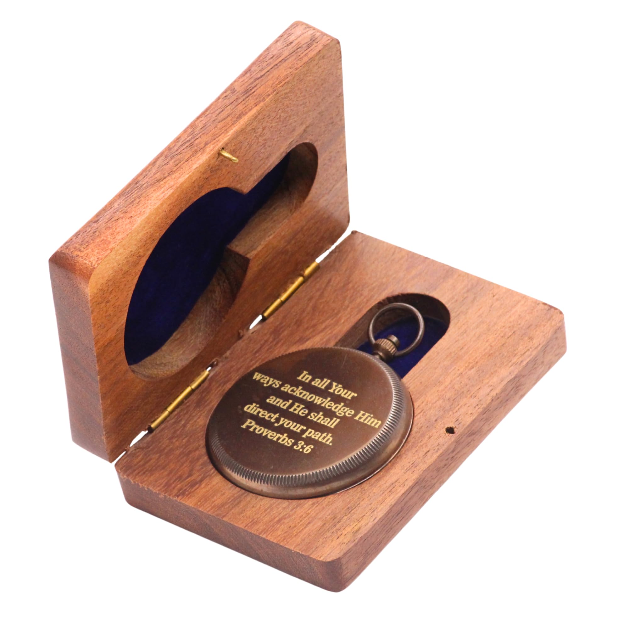 Proverbs 3:5-6 Compass, Wooden Box view 5