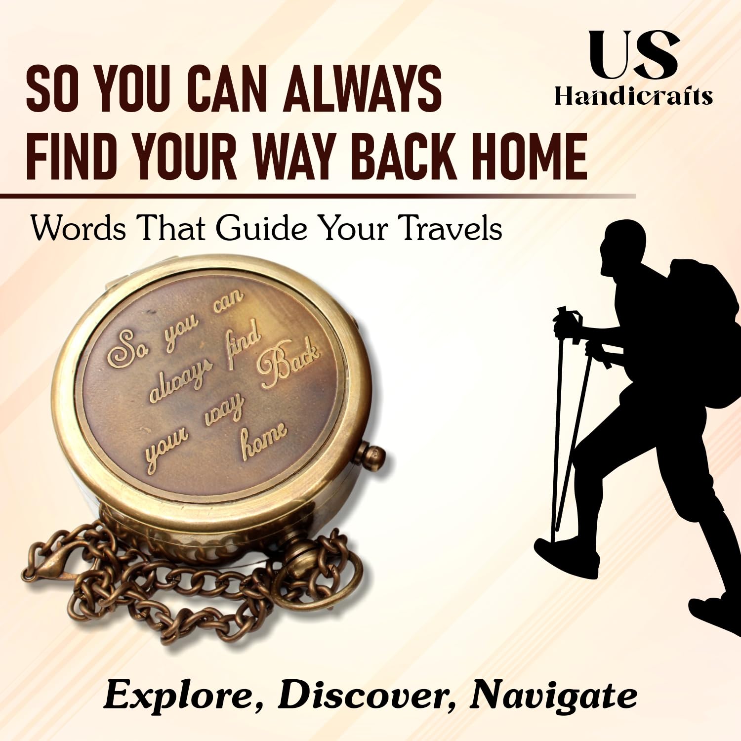Find Your Way Back Home Compass, Wooden Box view 6