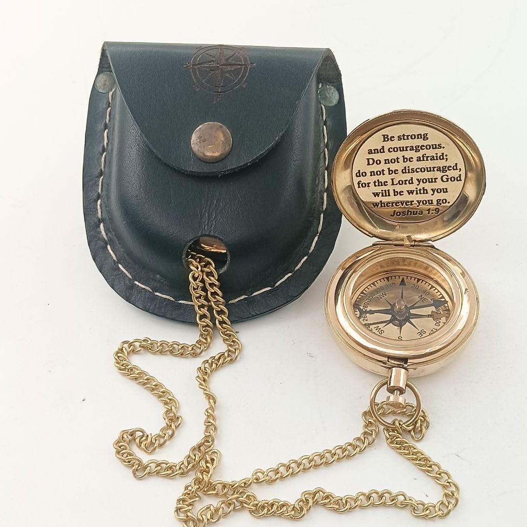 Push Button Compass, Leather Case view 3