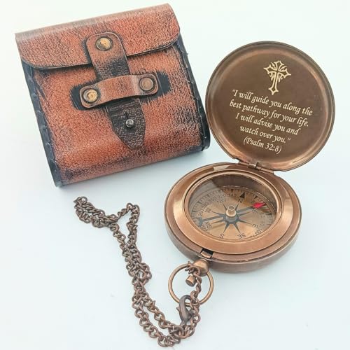 Psalm 32:8 Compass, Leather Case view 2