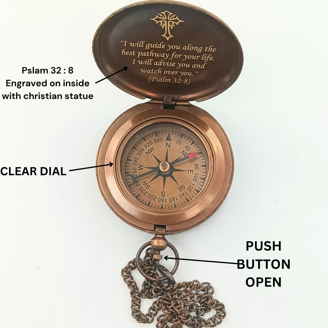 Psalm 32:8 Compass, Leather Case view 3