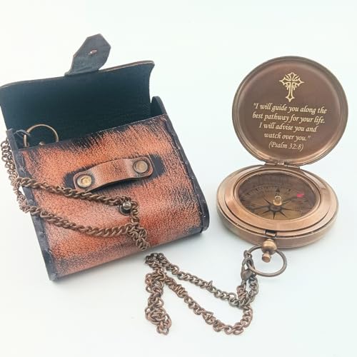 Psalm 32:8 Compass, Leather Case view 5