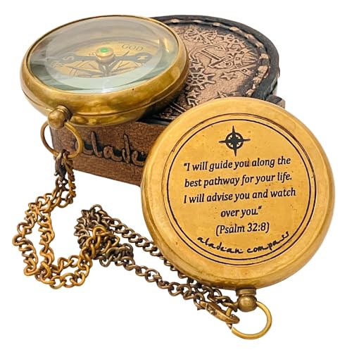 Psalm 32:8 Compass, Leather Case view 2