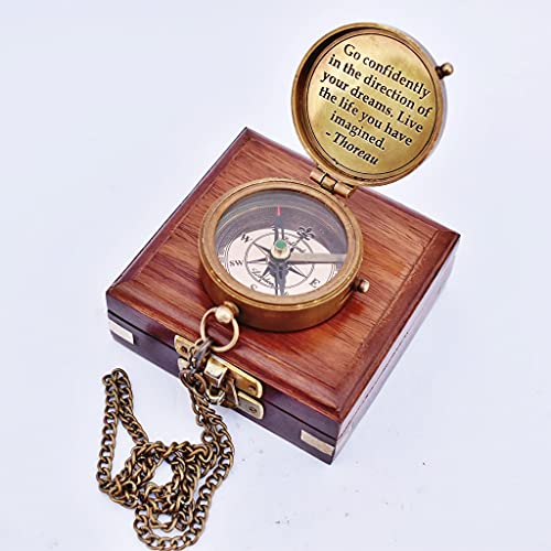 Thoreau Quote Compass, Wooden Box view 2