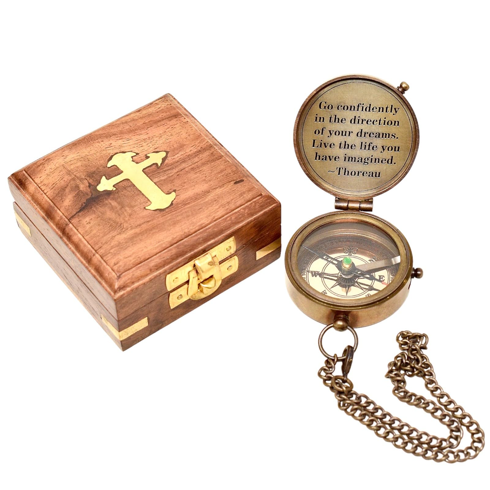 Thoreau Quote Compass, Wooden Box view 5