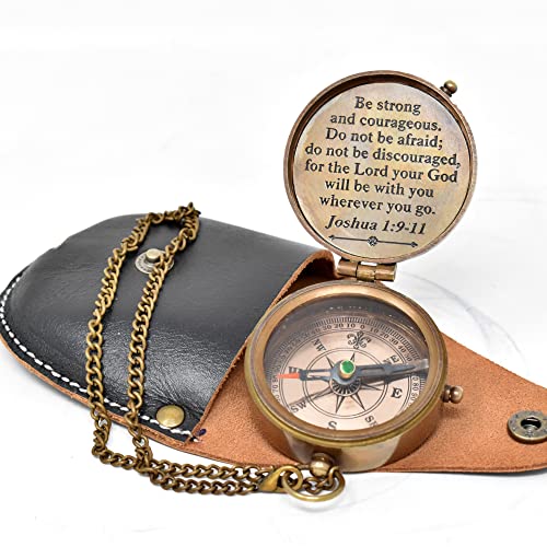 Joshua 1:9 Compass, Leather Case view 2