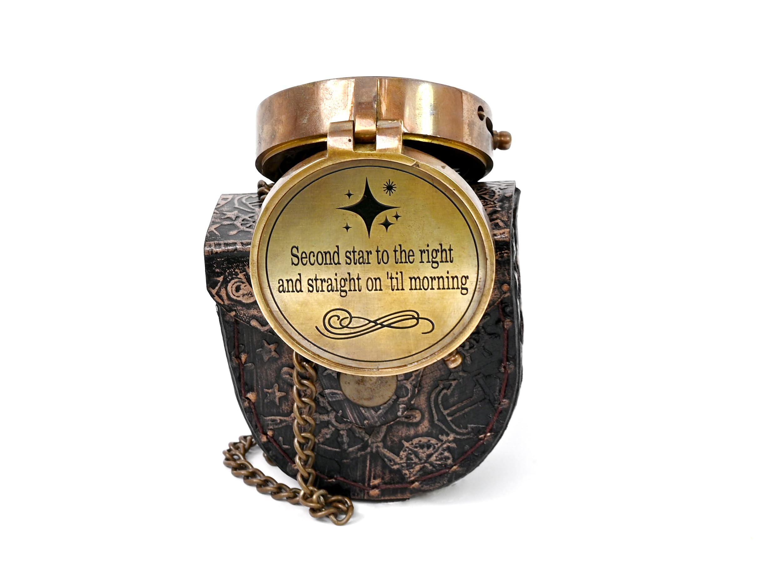 Second Star to the Right Compass, Leather Case view 5