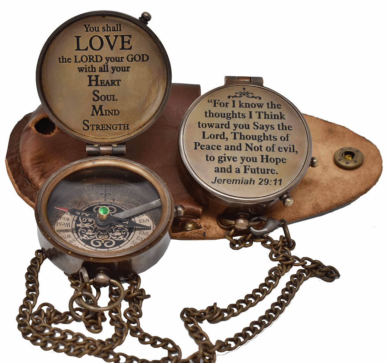 Jeremiah 29:11 Compass, Leather Case view 3