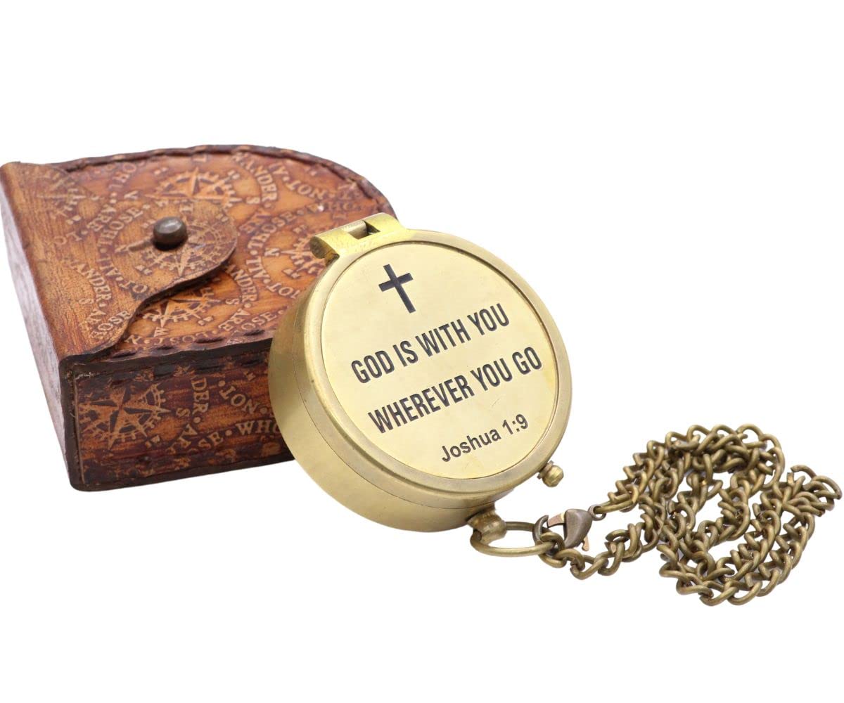 Joshua 1:9 Compass, Leather Case view 2