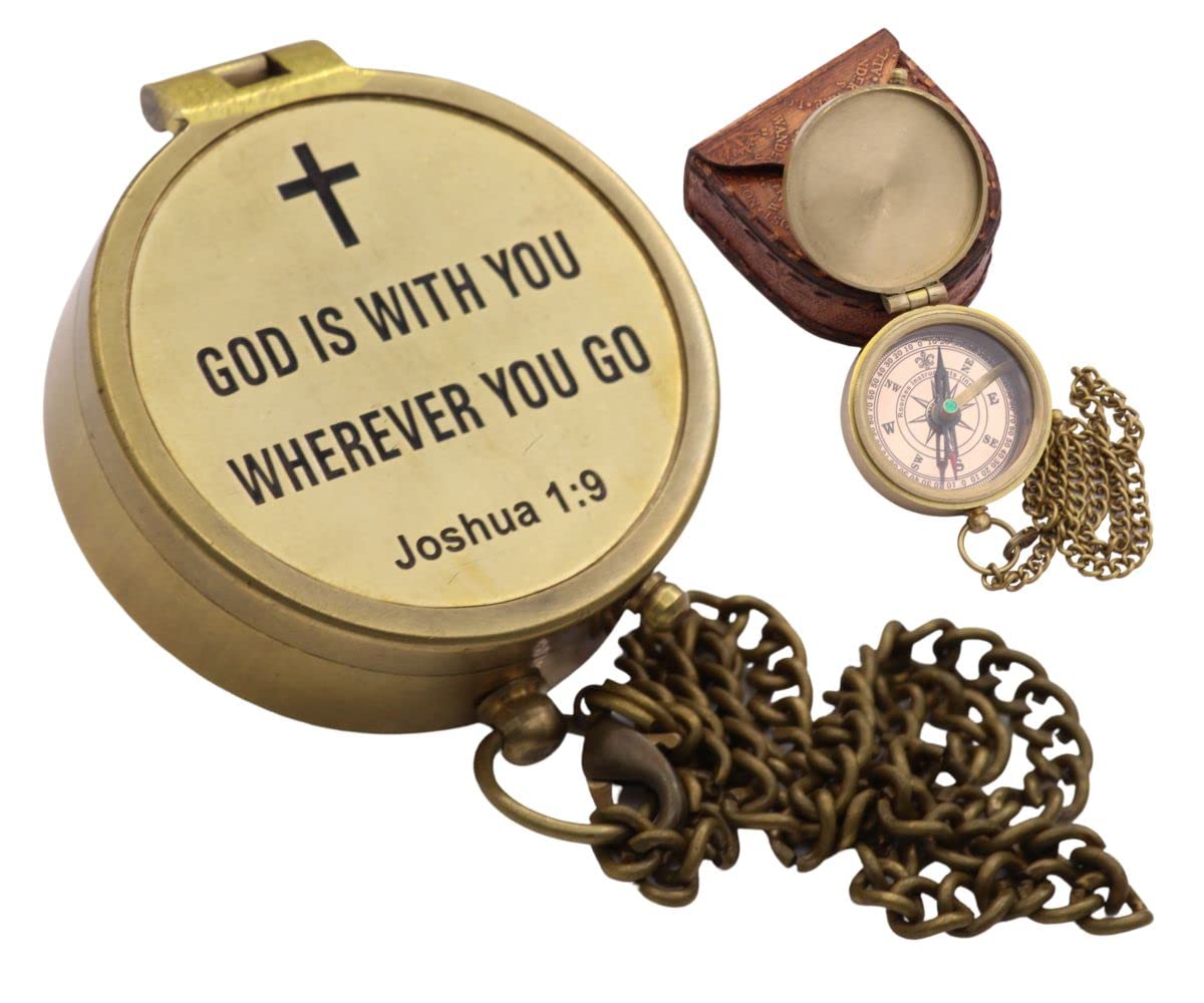 Joshua 1:9 Compass, Leather Case view 4