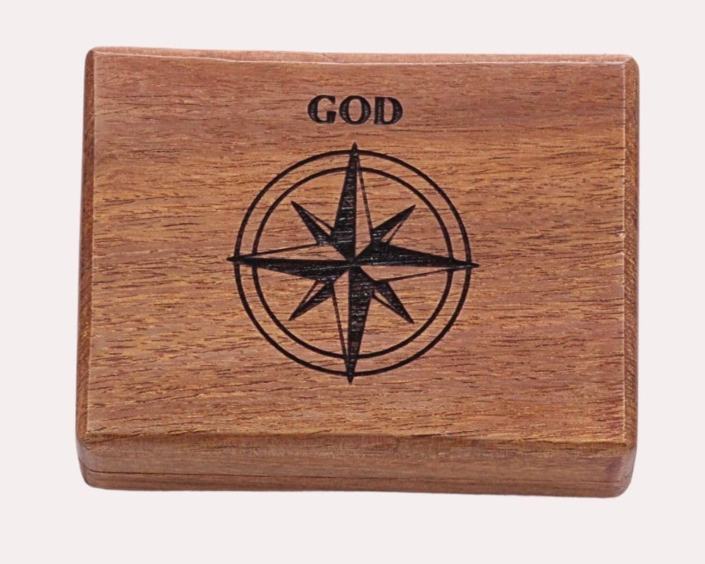 Psalm 32:8 Compass, Wooden Box view 4