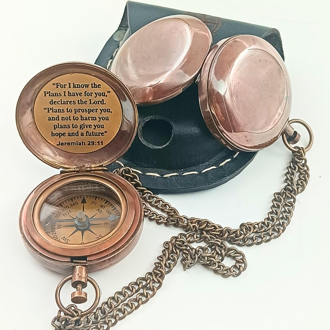 Jeremiah 29:11 Compass, Leather Case view 3