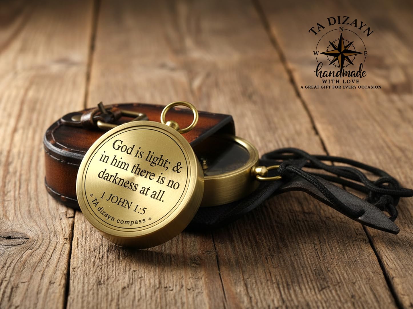 John 1:5 Compass, Leather Case view 3