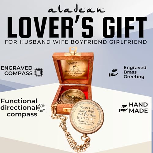 Robert Browning Quote Compass, Wooden Box view 4